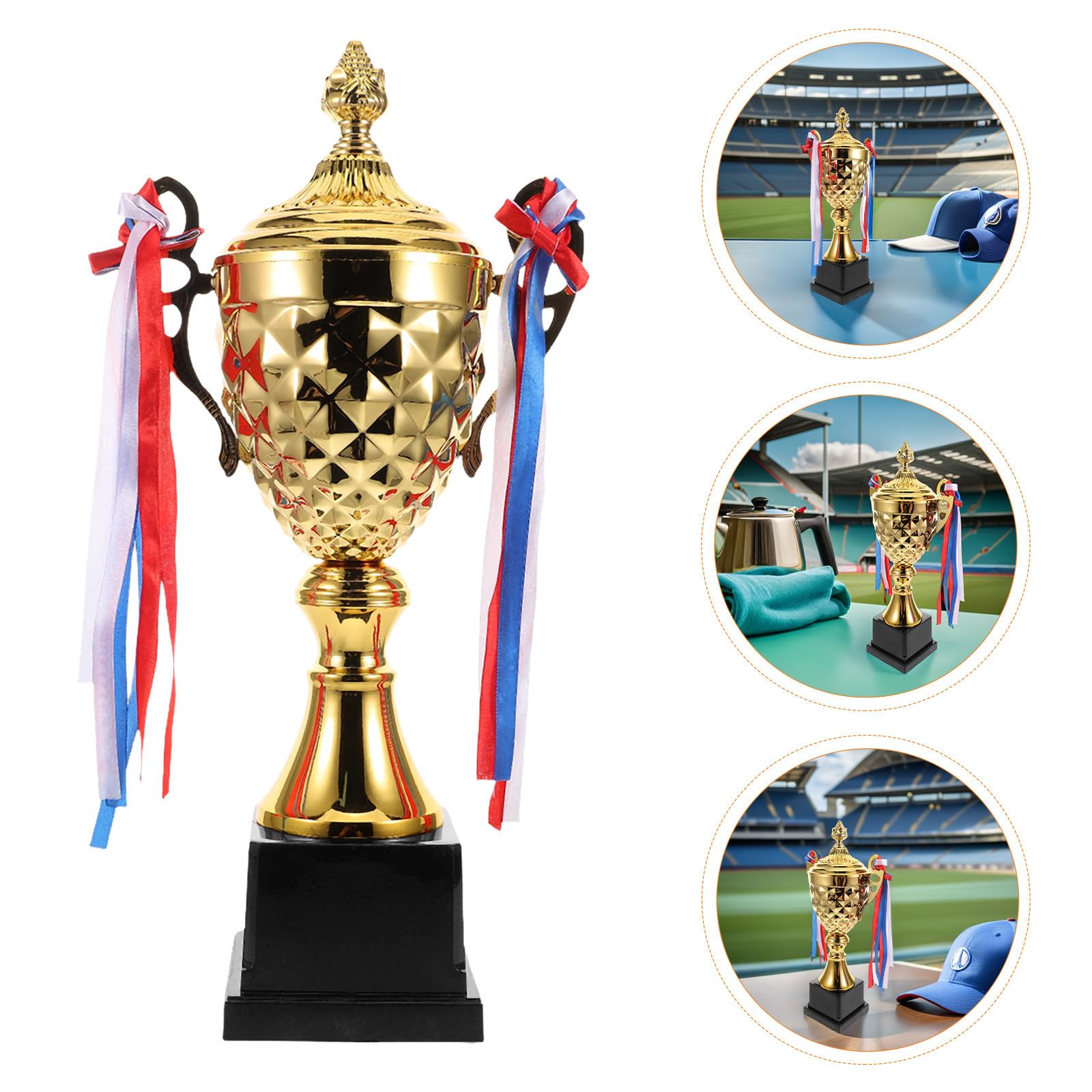 HOMSFOU Trofeo Atlético de Metal Dorado, Copa Clásica para Premios | Diseño Elegante, Construcción Estable, Fácil de Exhibir, Peso Moderado para Atletas
