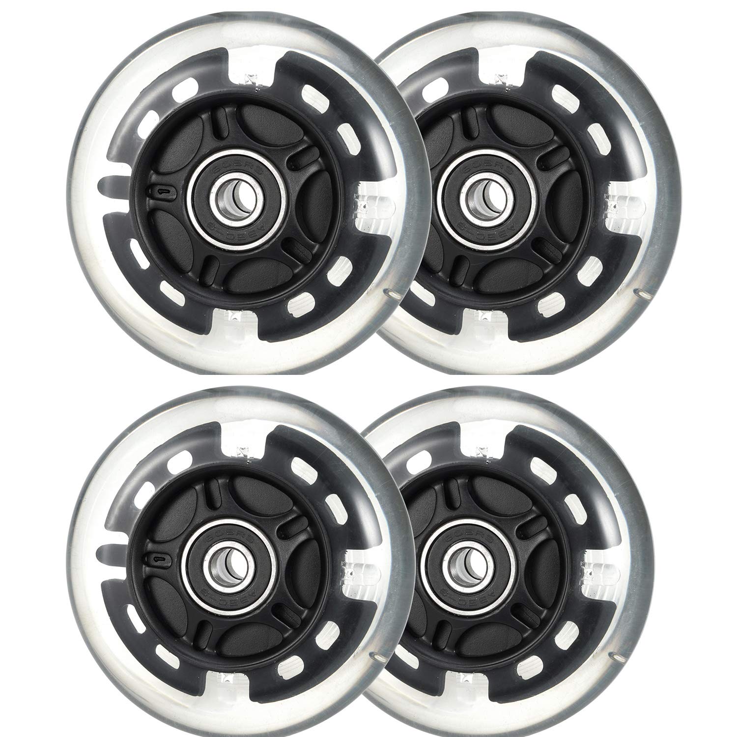 Kutrick 4 Pack Light Up Inline Skate Wheels 64mm 72mm 76mm 80mm Inline Wheels with ABEC-9 Bearing for inline Skate Wheels - Kick Scooter 80mm Rear Wheels Replacement