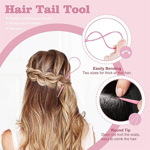 Miniatura 3 de B1jounie YA - 1000 ligas de goma pequeñas para el cabello transparente, 1 cortador de bandas de goma para el cabello, 1 peine de cola de rata para