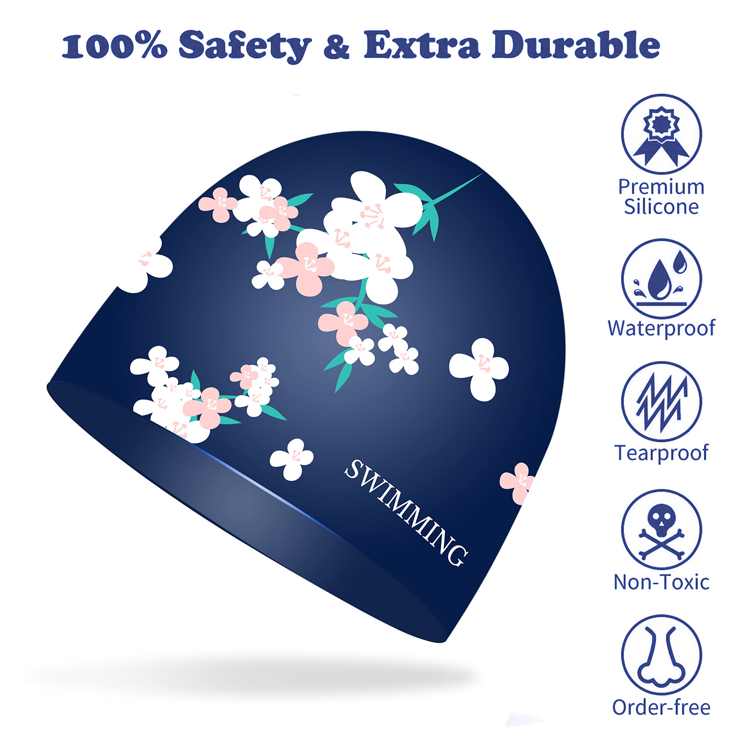 GNOLONG Silikon Badekappe - Super Elastisch Und Rutschfest Für Damen Und Herren