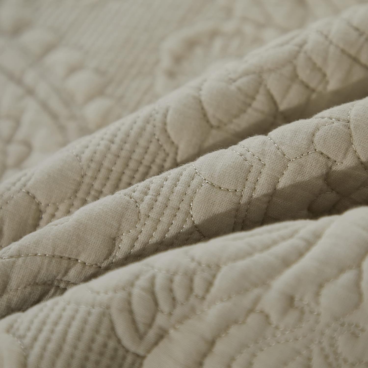 Brandream Beige Quilts Queen Size Cotton Vintage Farmhouse Damask Matelasse Coverlet Set 3-Piece - Image 8