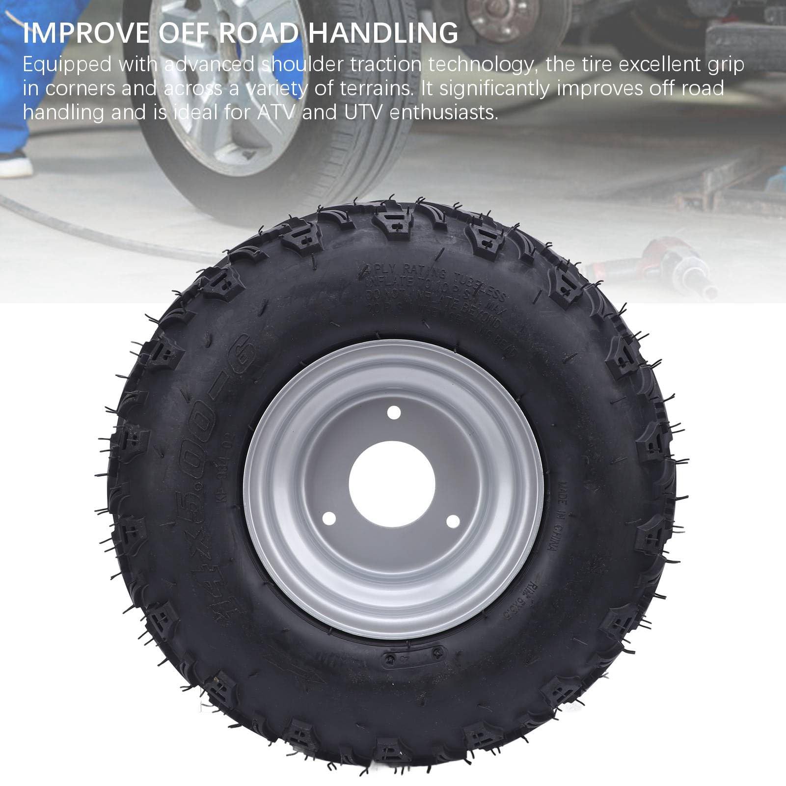 14x5.006 Tubeless -Reifen mit Hub, Verbesserter Off -Straßenhandhabung, Ideal für den ATV UTV Quad Golfwagen, Passt 6 -Zoll