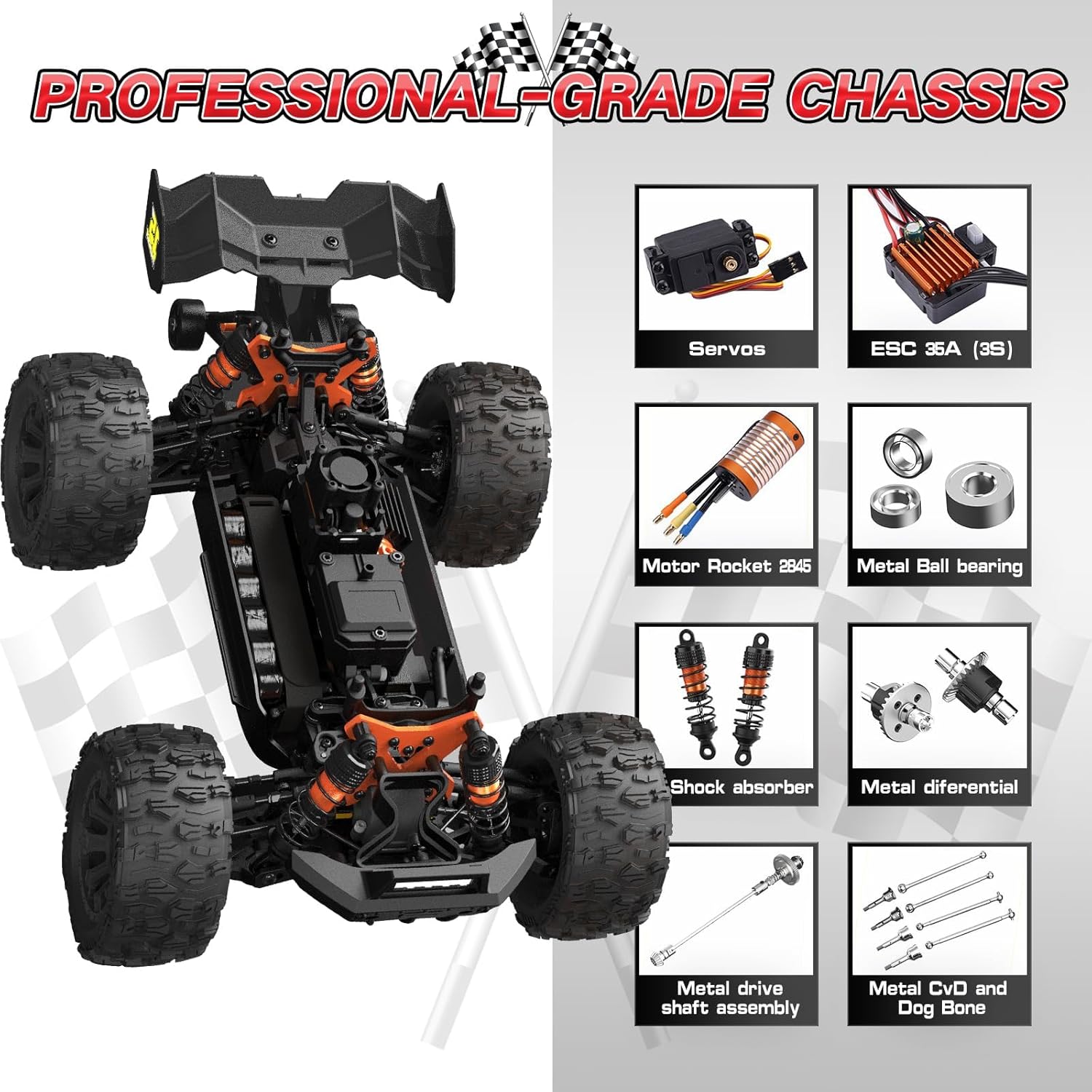 1:14 RC Car 3S 80km/h, with 2.4 GHz Remote Control and Two Rechargeable Batteries, 4X4 Waterproof RC Cars, for Adults and Teen Boy Gifts (MT14R Deep Blue)