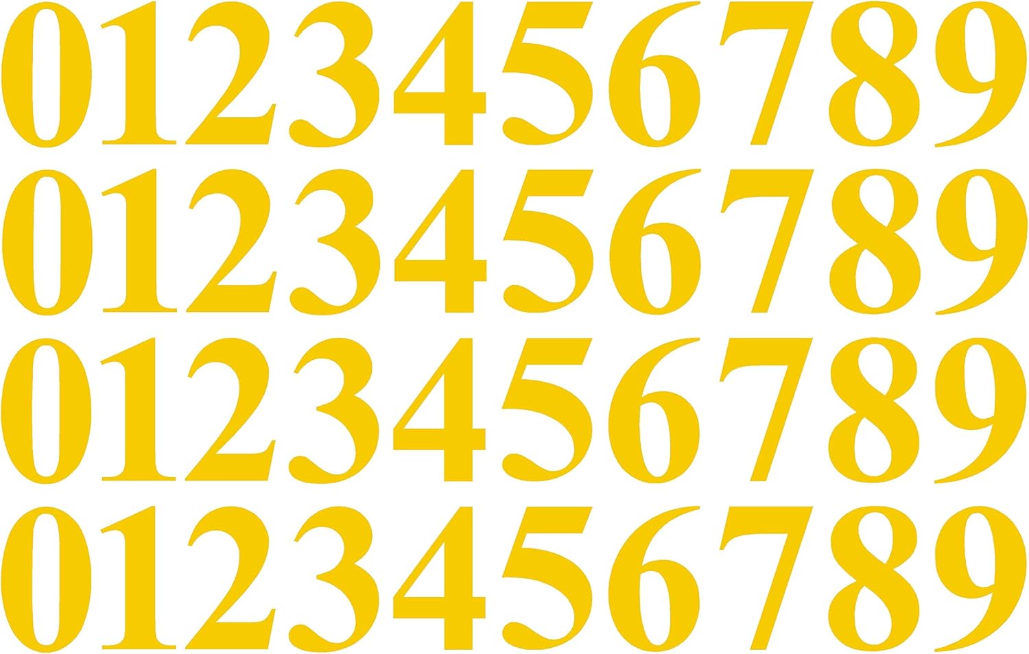 0 to 9 Number Stickers Yellow Vinyl Decals Set of 40 Choose Size!! 1" to 12" Business Grey Sports Office (V646YellowTimes) (6")