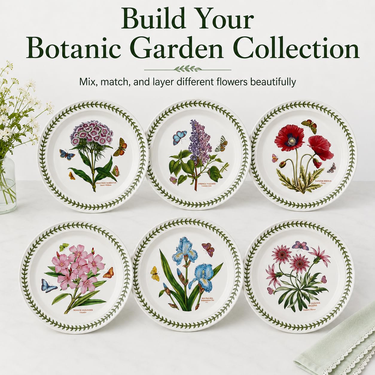 Portmeirion Botanic Garden - Juego de platos (6 unidades, 25 cm), diseño de flores