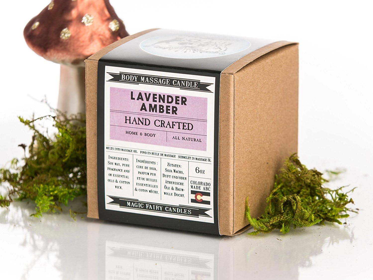 Lavender Amber Soy Body Massage Candle all Natural Hand Crafted 6oz