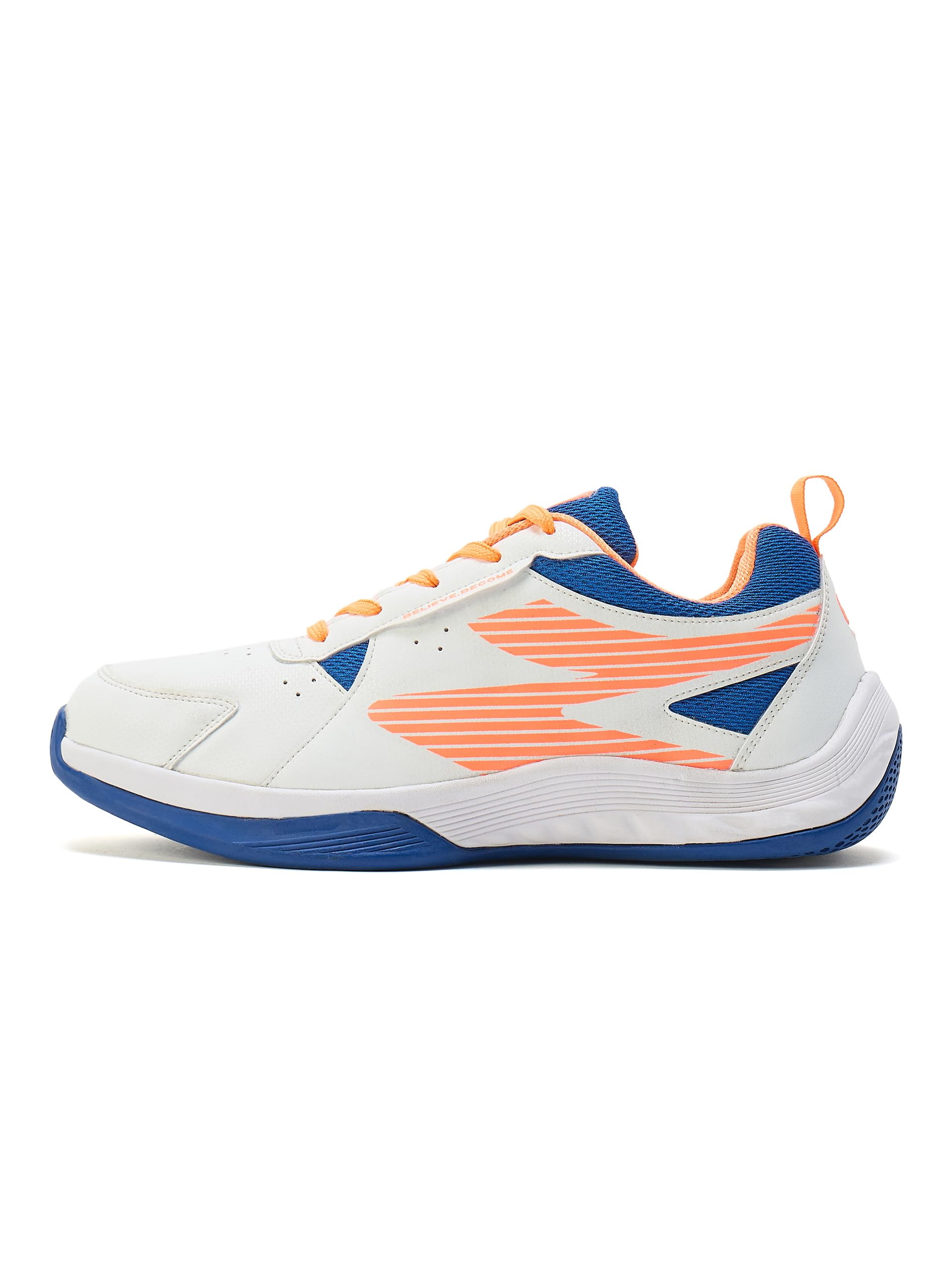 Ease All Court Non-Marking Shoes – Lightweight PU + Mesh, EVA Cushion Midsole | White/Orange-image-24