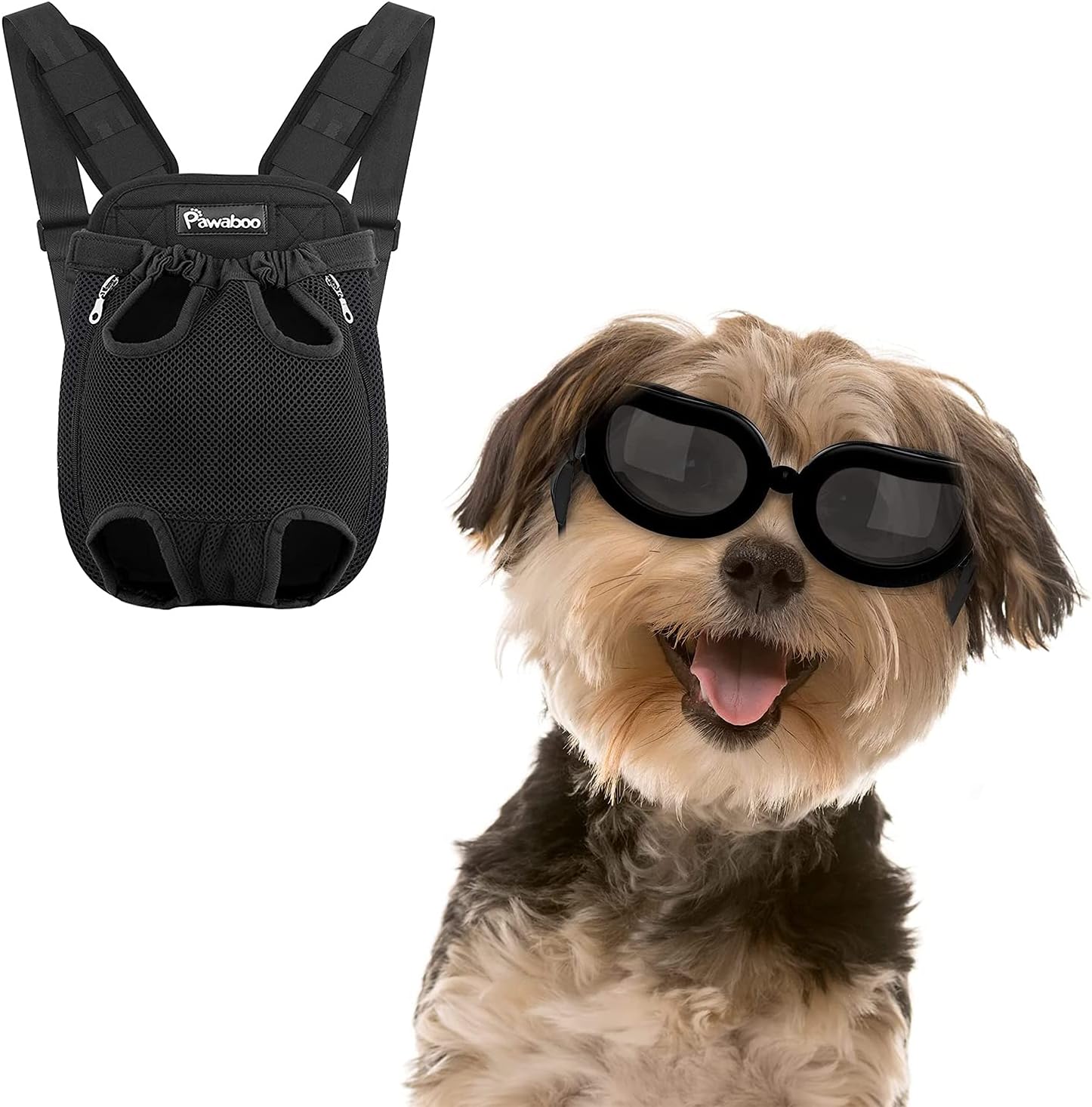 PawabooPet Carrier Backpack L Size Black & Adjustable Small Dog Goggles