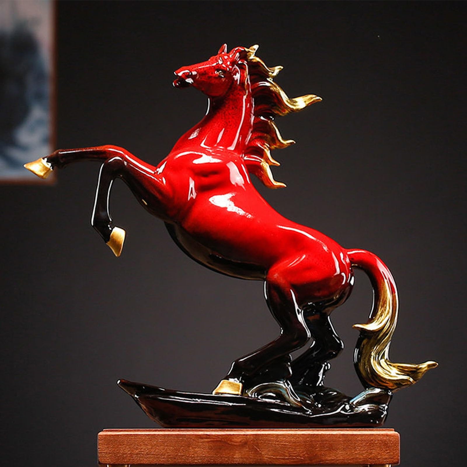 KCHENHS Feng Shui Chinese Zodiac Year of the Horse Statue, Desktop Horses Ornament, for Luck Wealth Success(Style E Small)