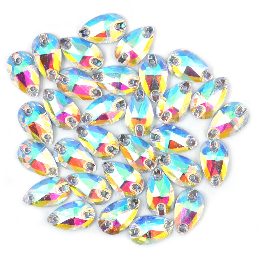 CENPEK 72 Piece AB Rhinestone, Flatback Teardrop Rhinestones, Horse Eye Shape Craft Crystals for Jewelry DIY, Clothing Decoration, Craft Projects, 7x12mm(Crystal AB)