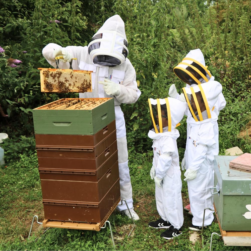 Best Bee Tuta per apicoltore in tessuto spesso e cotone di alta qualità, cerniera robusta, cappuccio rimovibile, tasche per attrezzi, tenuta per apicoltura anti vespe e api SG (XL)