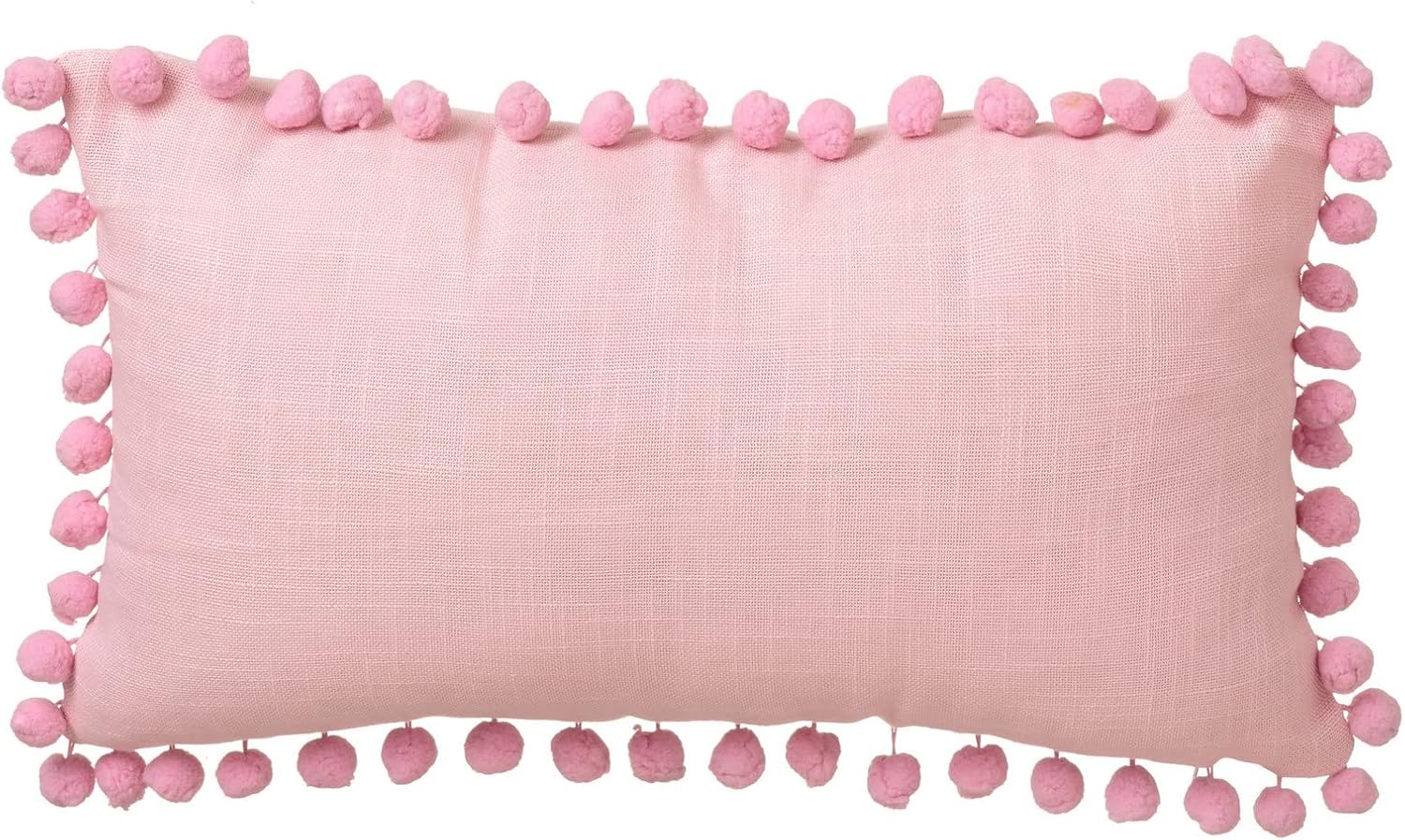 LOLAhome Cojín con borlas Rosa Infantil de Microfibra de 50x30 cm