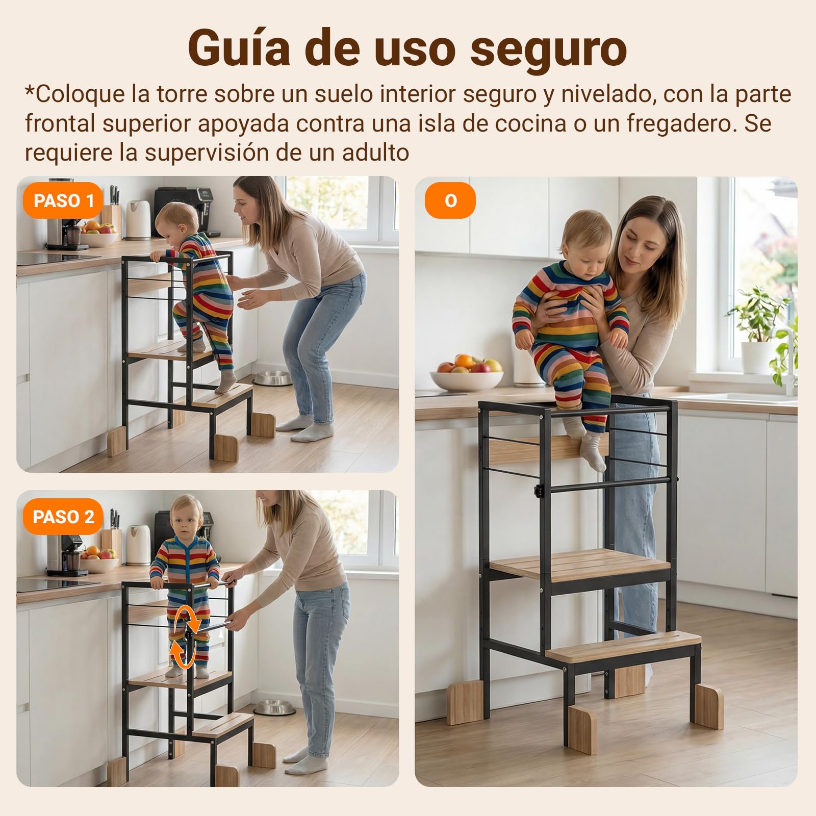 COSYLAND Torre de Aprendizaje Ajustable en 3 Alturas para Niños
