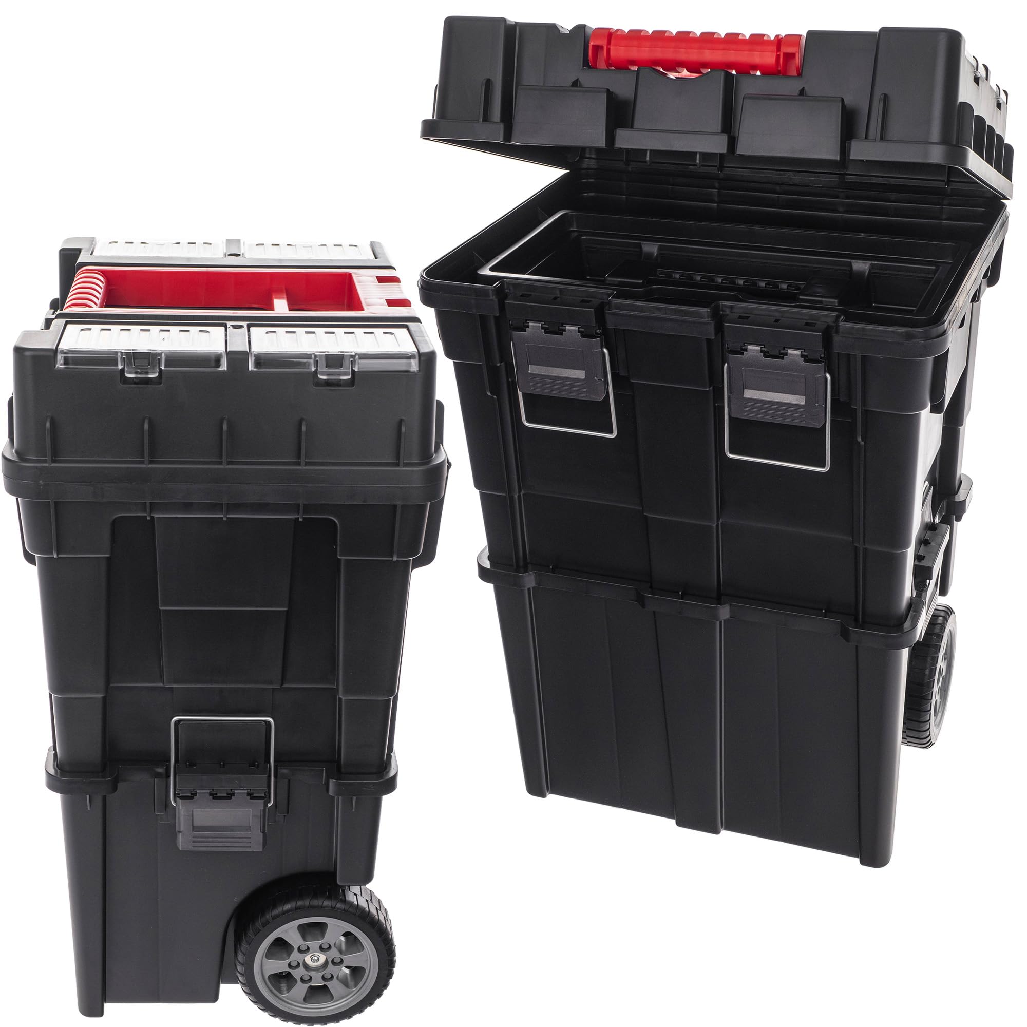 KADAX Cassetta degli attrezzi, 44 x 35 x 64 cm, cassetta degli attrezzi con maniglia e chiusure, cassetta degli attrezzi (rosso)