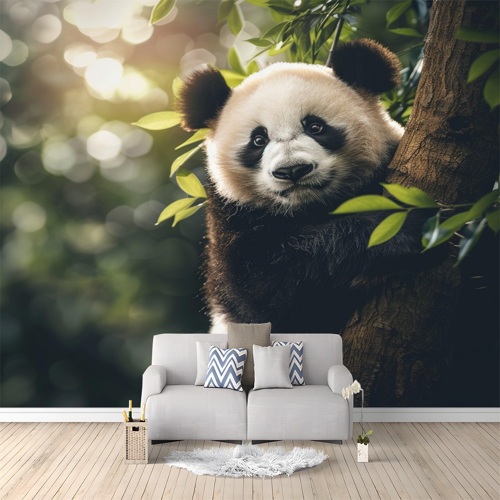 Animal Panda Photo Wallpaper 400 x 280 cm Removable Photo Mural for Nursery Bedroom Living Room Art Home Decor Wall Mural Decoration