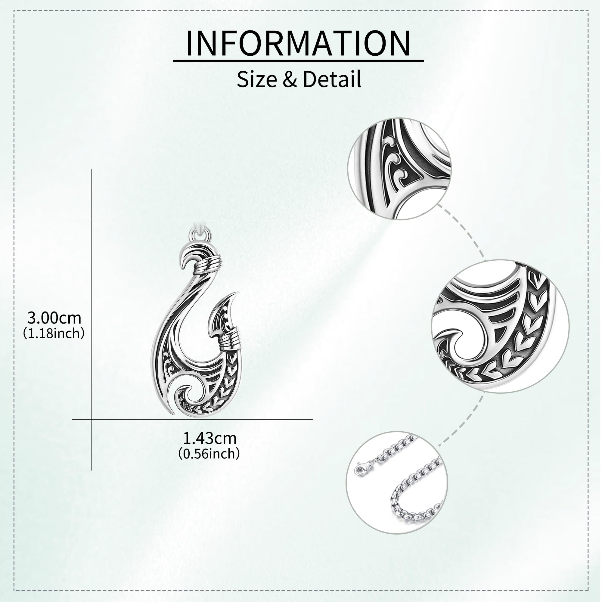 URONE Ami da pesca, catena in argento Sterling 925, stile vintage, regalo per uomini, Nessuna pietra preziosa