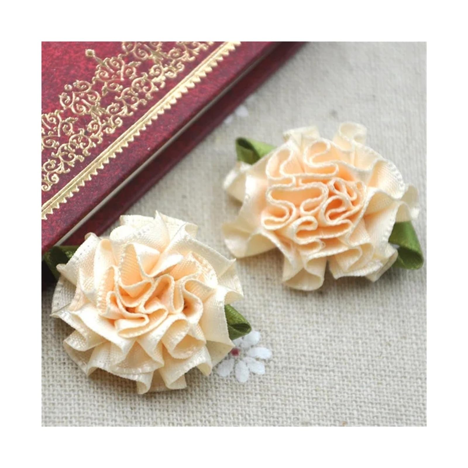 LOVSSU Fabric Flowers 40pcs U Pick Ribbon Flower Carnation Appliques Sewing/craft/wedding Lots(Color 12)