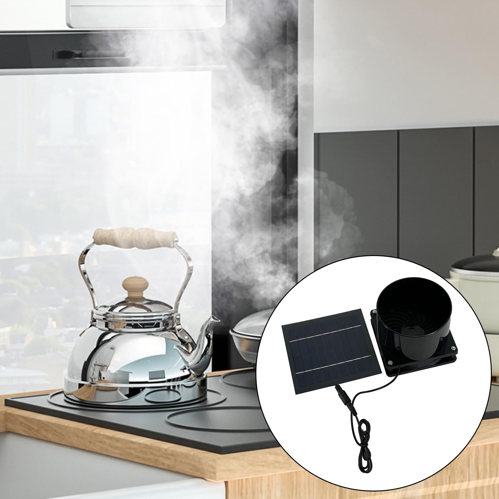 Tugun Ventilatore di scarico a energia solare, pannello solare da 5 W + ventola di scarico da 11,9 cm, flusso d'aria basso da 25 dB, per serra, garage, pollaio