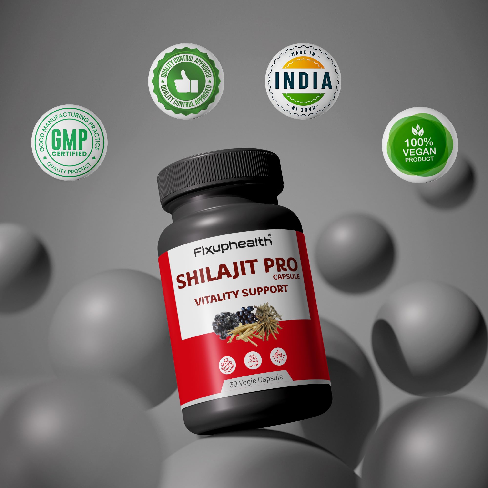 Fixuphealth Shilajit Pro Capsules for Men | Pure Shilajit Resin Extract with Kaunch Beej Mucuna Pruriens, Safed Musli, Ashwagandha & Gokshura Extracts | Energy, Stamina & Power | 30 Capsules — Amazon image 7