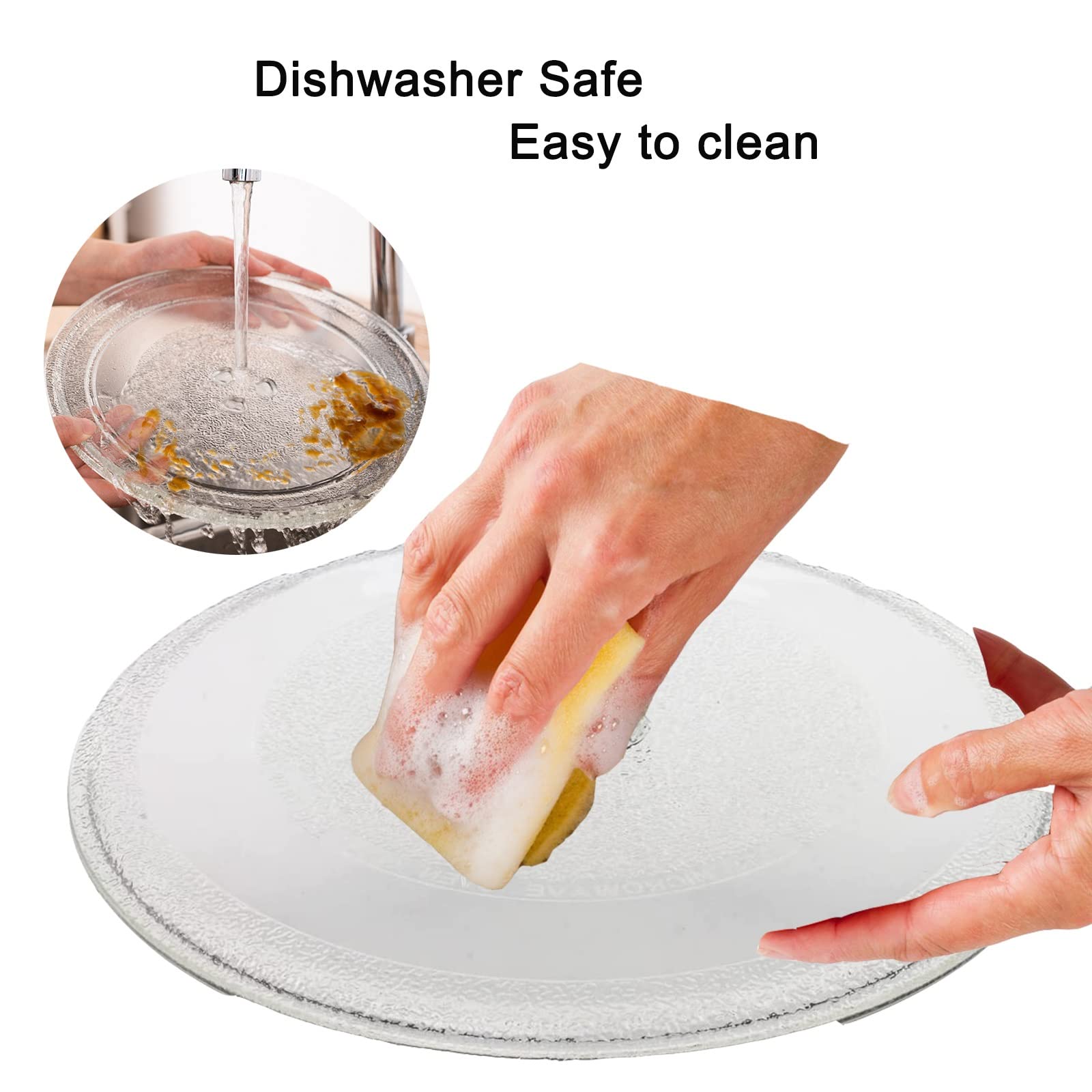 WORDFUN Bandeja De Vidrio para Microondas, Redondo Plato Giratorio para Microondas, Placa De Cristal Resistente A Los Arañazos con Anillo Giratorio Y Soporte, para Calentar Alimentos