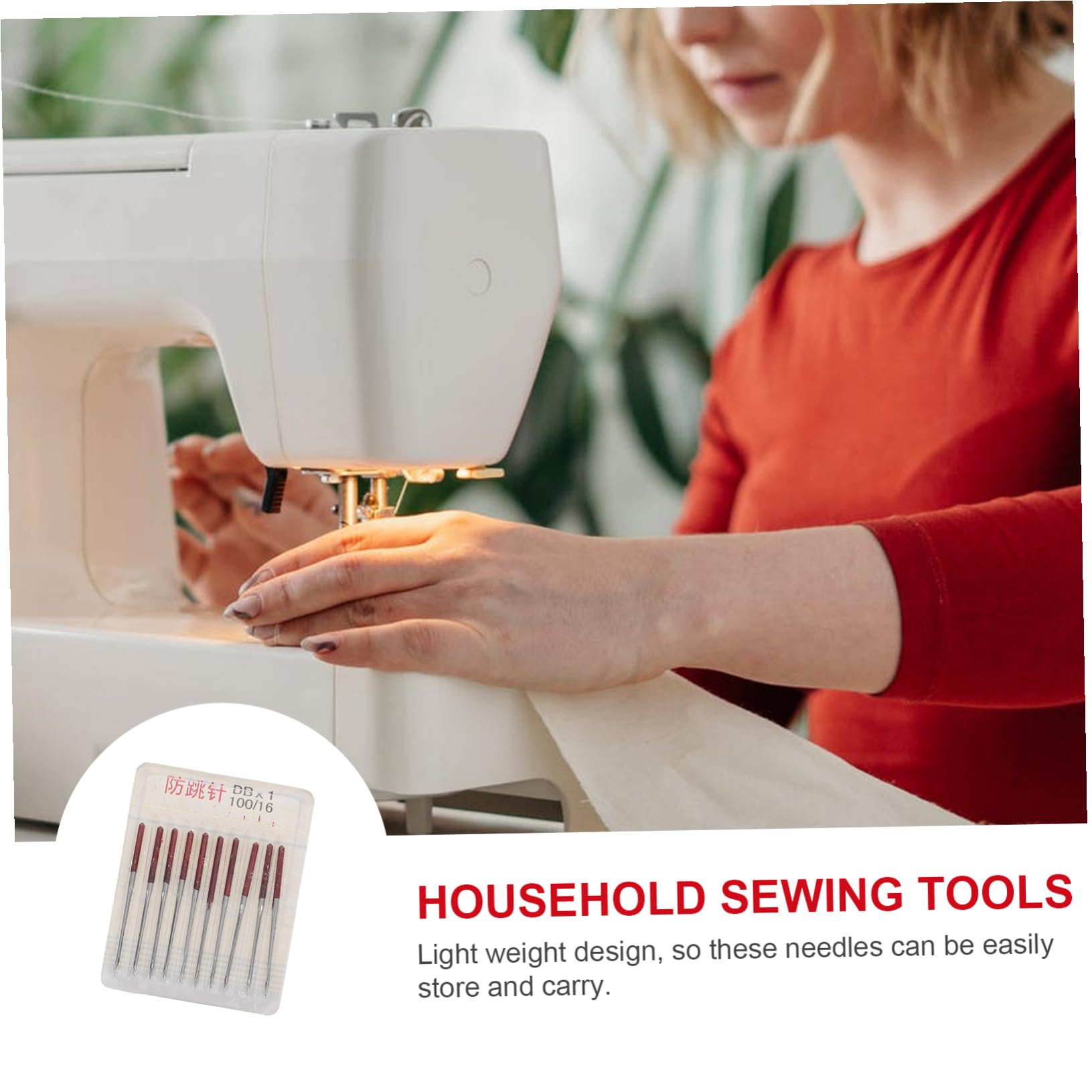 Hohopeti Agujas de Coser de Metal Duraderas y Aplicables para Máquina 50 para Telas Elásticas y Gruesas, Ideales para Costura Doméstica y Prendas