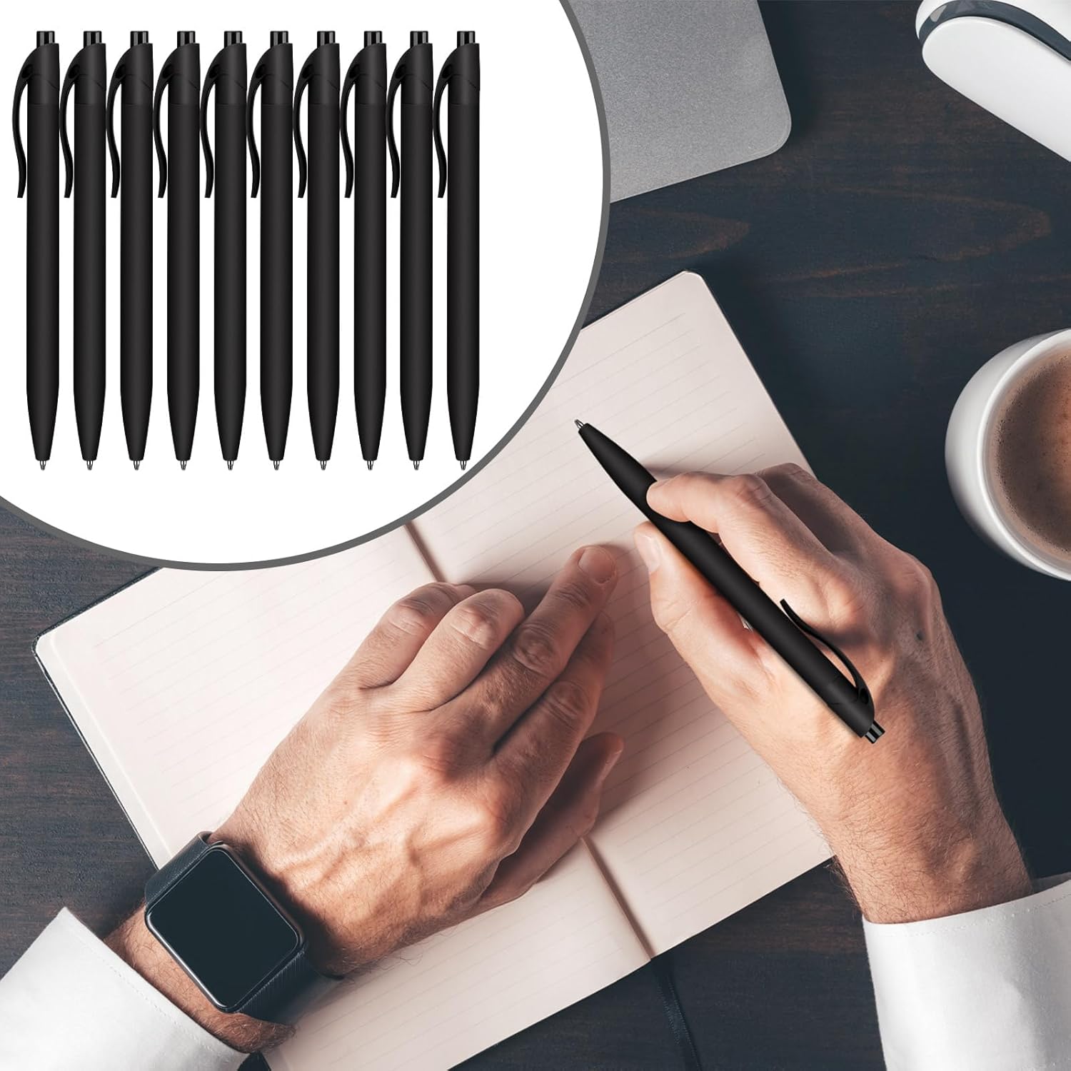 Fulmoon 300 Pcs Black Ink Pens Bulk 1.0 mm Medium Point Retractable Click Ballpoint Pens Smooth Ink for School Office Back to School Supplies(Black)