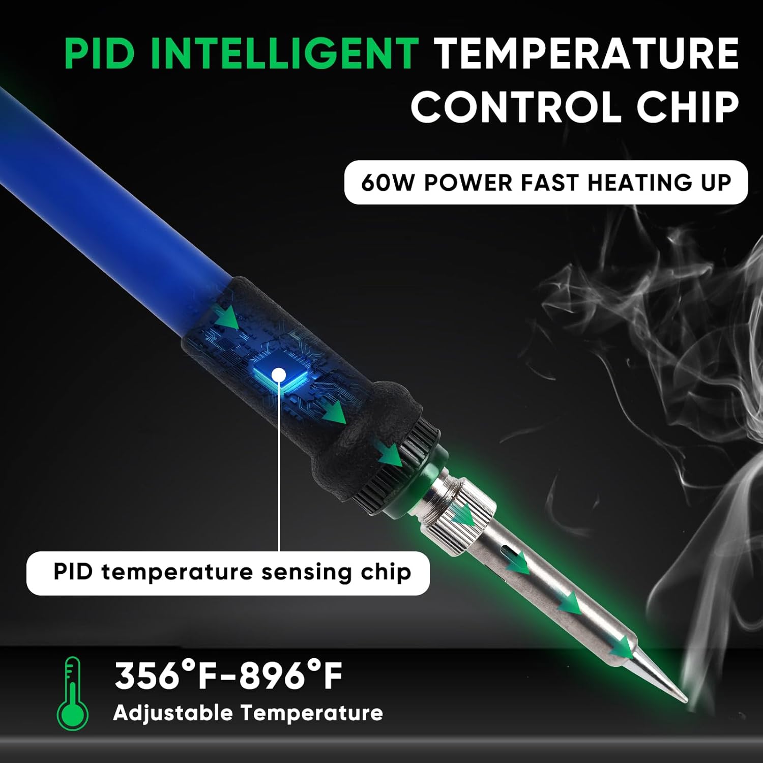 ‌Larlarsa DS936 Soldering Station - Digital Soldering Station Kit, 60W Soldering Iron (356°F-896°F) with 5 Extra Lead free Tips, Lead-Free Solder Wire, Sleep Mode, ESD Safe, Auto Calibration