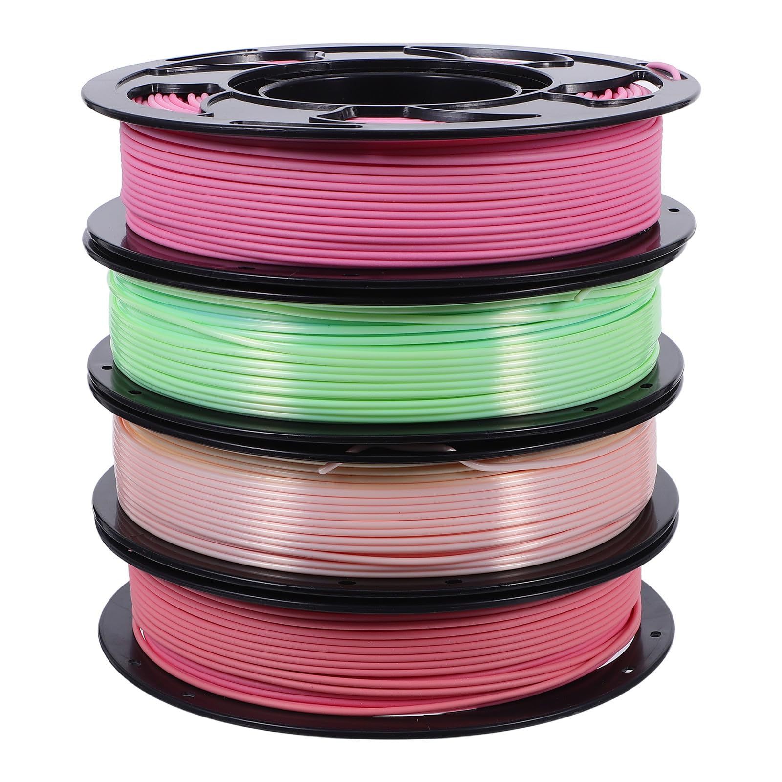 Zerodeko 4 bobinas de filamento PLA, 1,75 mm, 250 g/bobina, rosa + amarillo