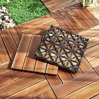 LIFE SKY Interlocking Deck Tiles: Modern Wood Patio Flooring - DIY Installation for Airbnb Outdoor Spaces & Rental Property Balcony Upgrade