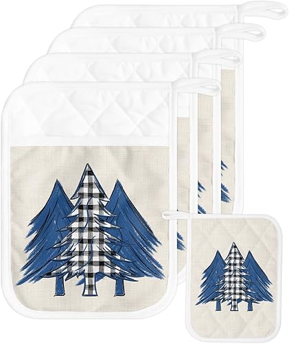 Miniatura 8 de Juego de 3 soportes para ollas de Halloween para cocina, antideslizantes y aislantes de calor, juego de agarraderas de tela de toalla con bolsillo,