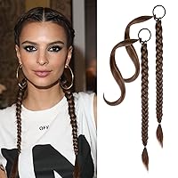 Vista 19 de YOGFIT 2 extensiones de cola de caballo trenzadas, extensiones de cabello largo y lacio envolvente, extensiones de cabello sintético suave natural