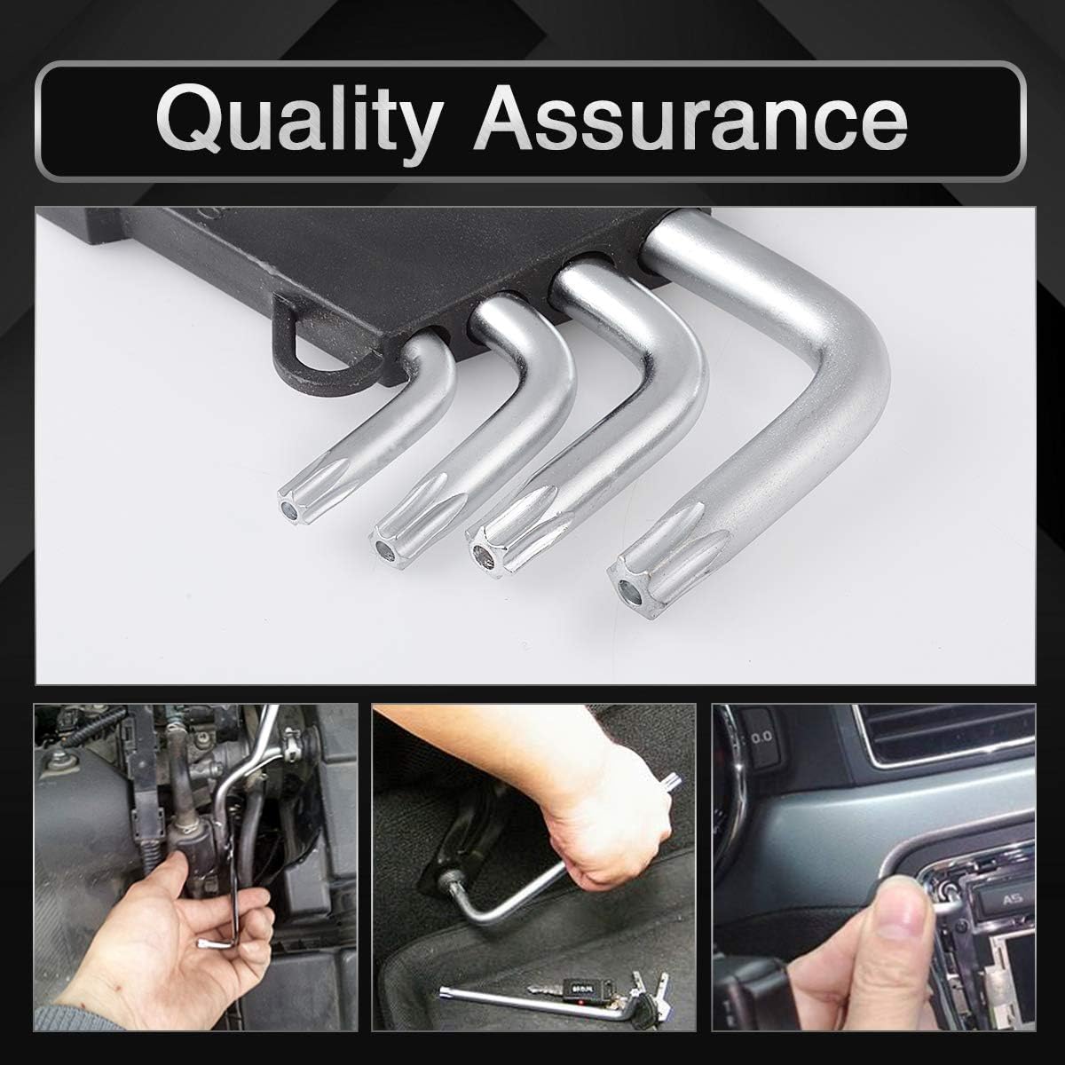KATUR Long Arm Star Key Wrench Set, 9PCS Metric Double Long Arm Star End Key Set Tools for Automotive Household Projects Lawn Equipment and Engine Repairs T10-T50 (Long)