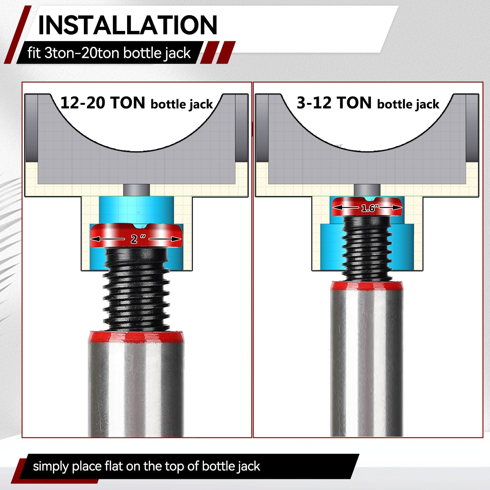 Adapter do podnośnika butelkowego siodła siodełko podnoszące 3-20 ton kołyska podnosząca 7,6 cm 10,2 cm stalowa podstawa do hydraulicznego podnośnika podłogowego butelki