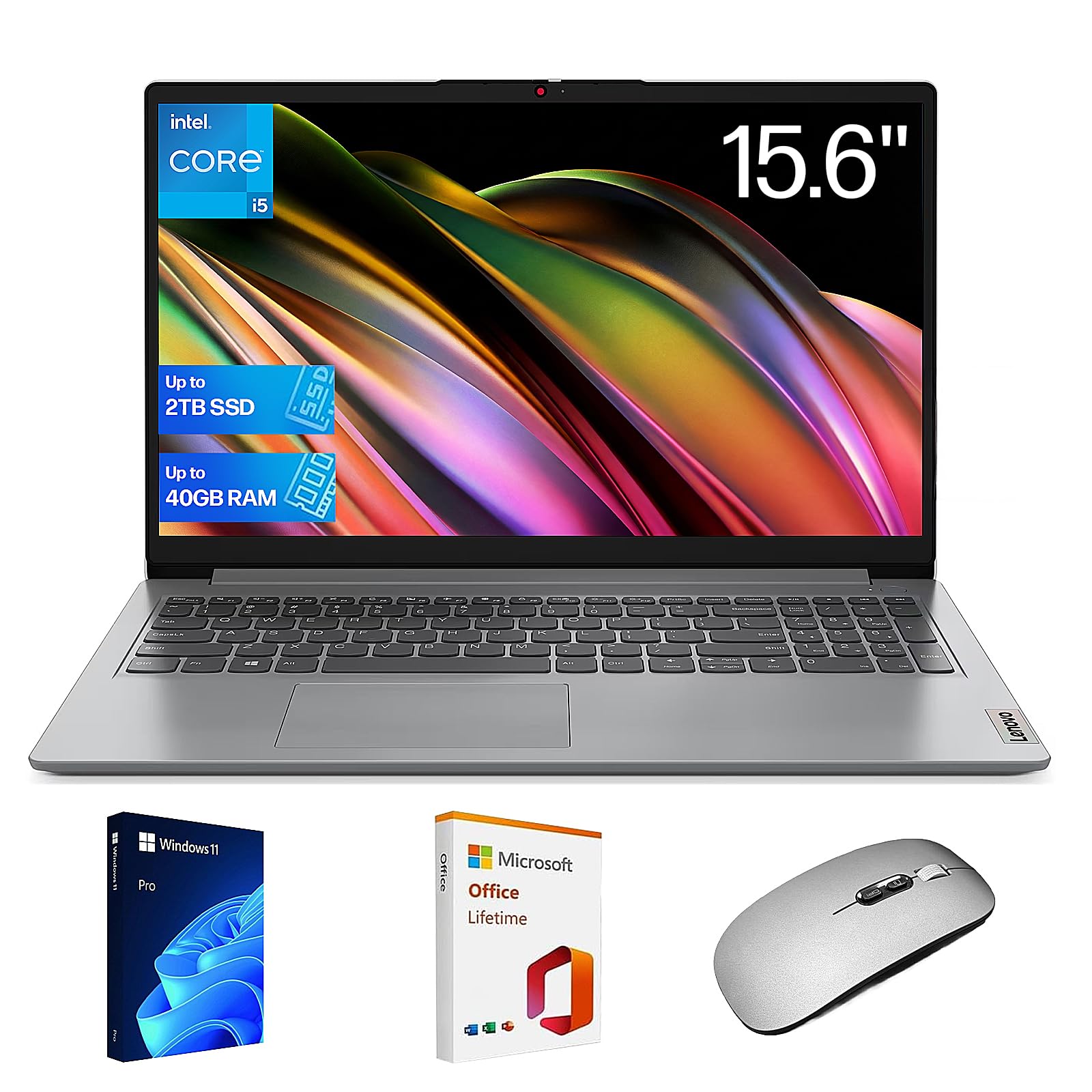 Lenovo Ideapad 1 15.6 FHD Laptop for Business & Student, Intel 10-Core i5 1335U, 24GB RAM 1TB SSD, Lifetime MS Office& Copilot AI, 10H Battery Life,