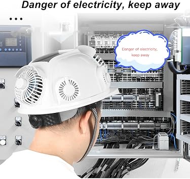 Hard Hat for Construction, Solar Fan Safety Helmet, Fast Cooling Working Helmet with 6 Solar Fan and Light, Bluetooth Answering Phone, Intelligent Voice, Sound and Light Alarm