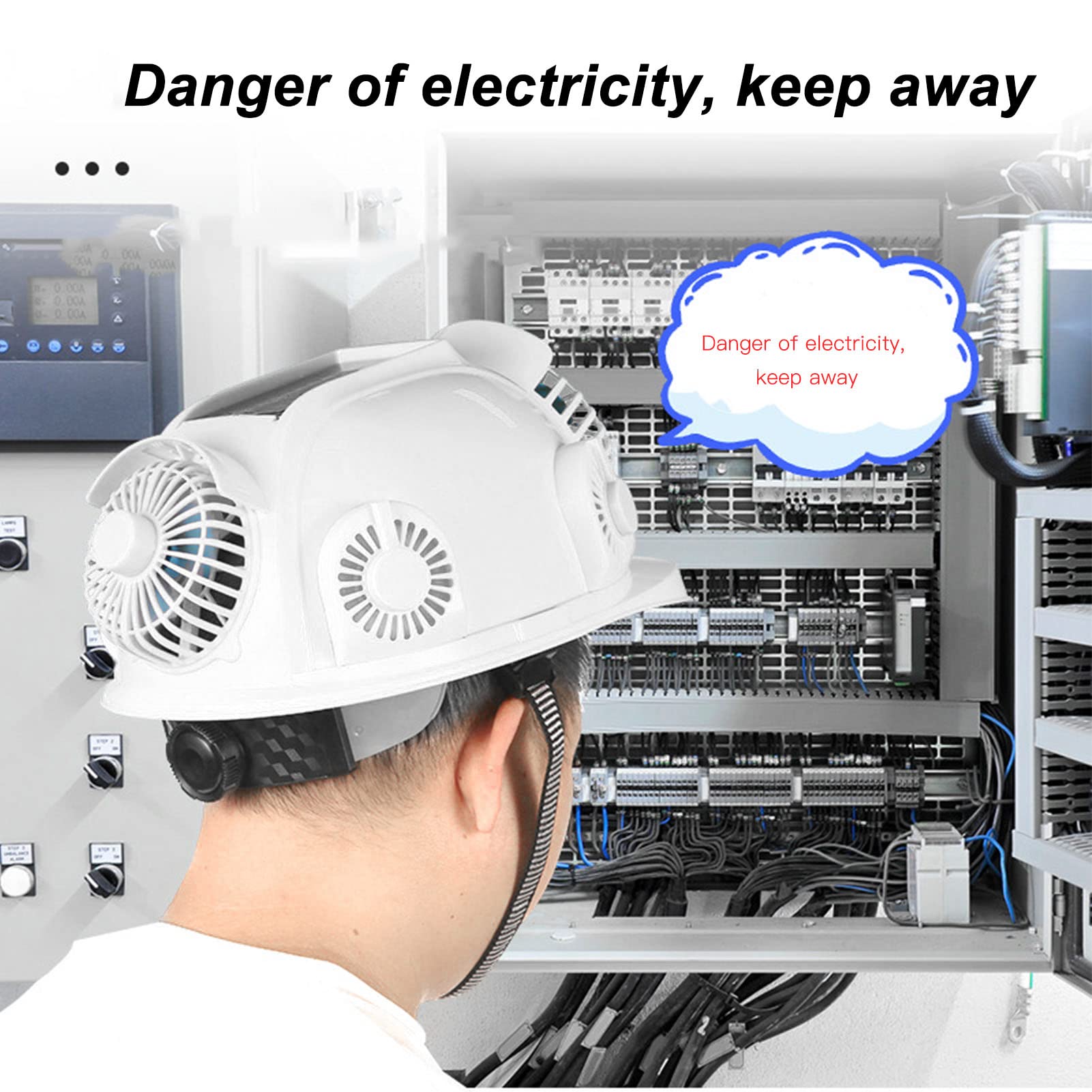 Casco duro con energía solar con 6 ventiladores de refrigeración y faro LED para trabajo nocturno, casco de seguridad de construcción ventilado