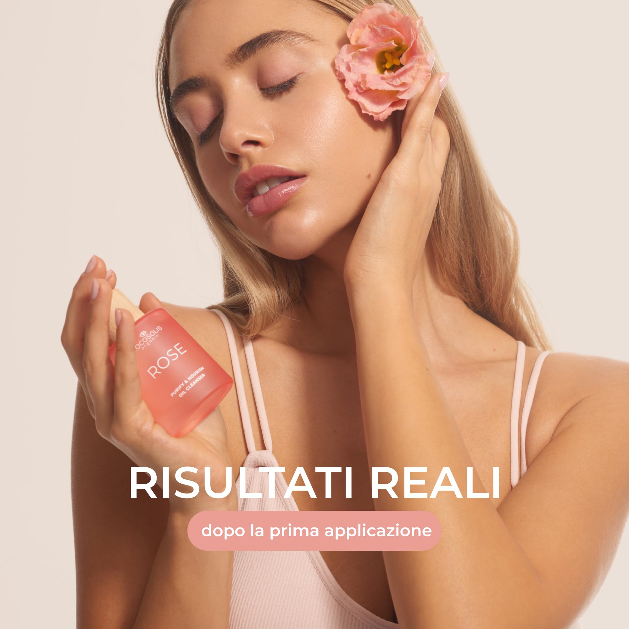 COCOSOLIS ROSE Purify & Nourish Oil Cleanser, olio detergente idratante e struccante, vegano, con estratto di rosa e vitamina E