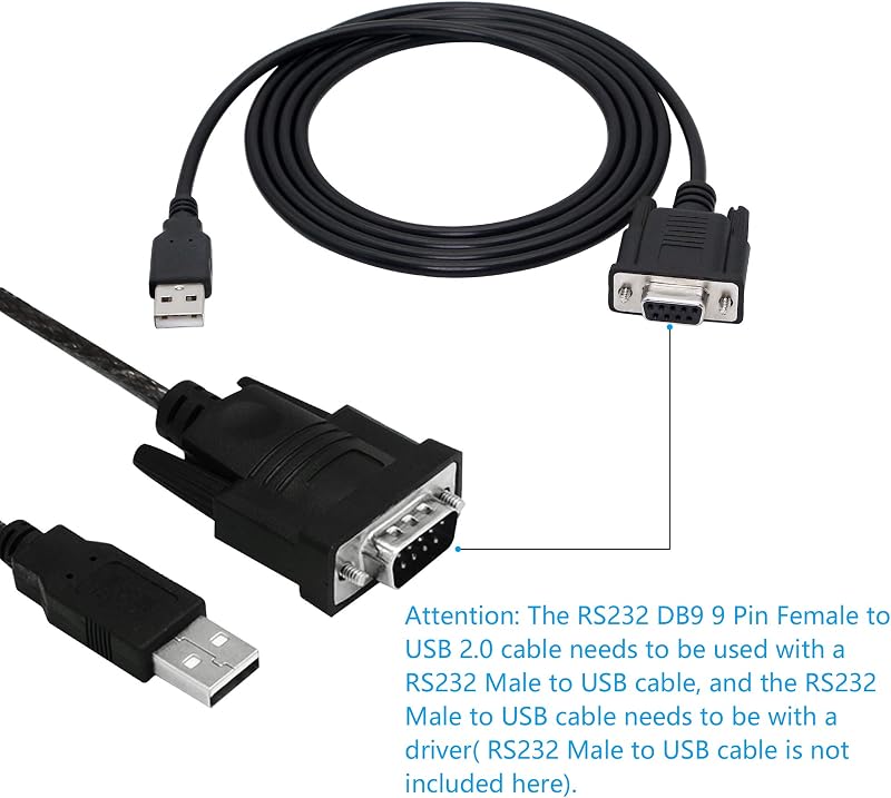KANGPING RS232 DB9 Női-USB 2.0 PLC Soros Kábel Programozható Logikai Vezérlőkhöz - 1,8m Fekete Adatkábel Számítógéphez és Szerverekhez
