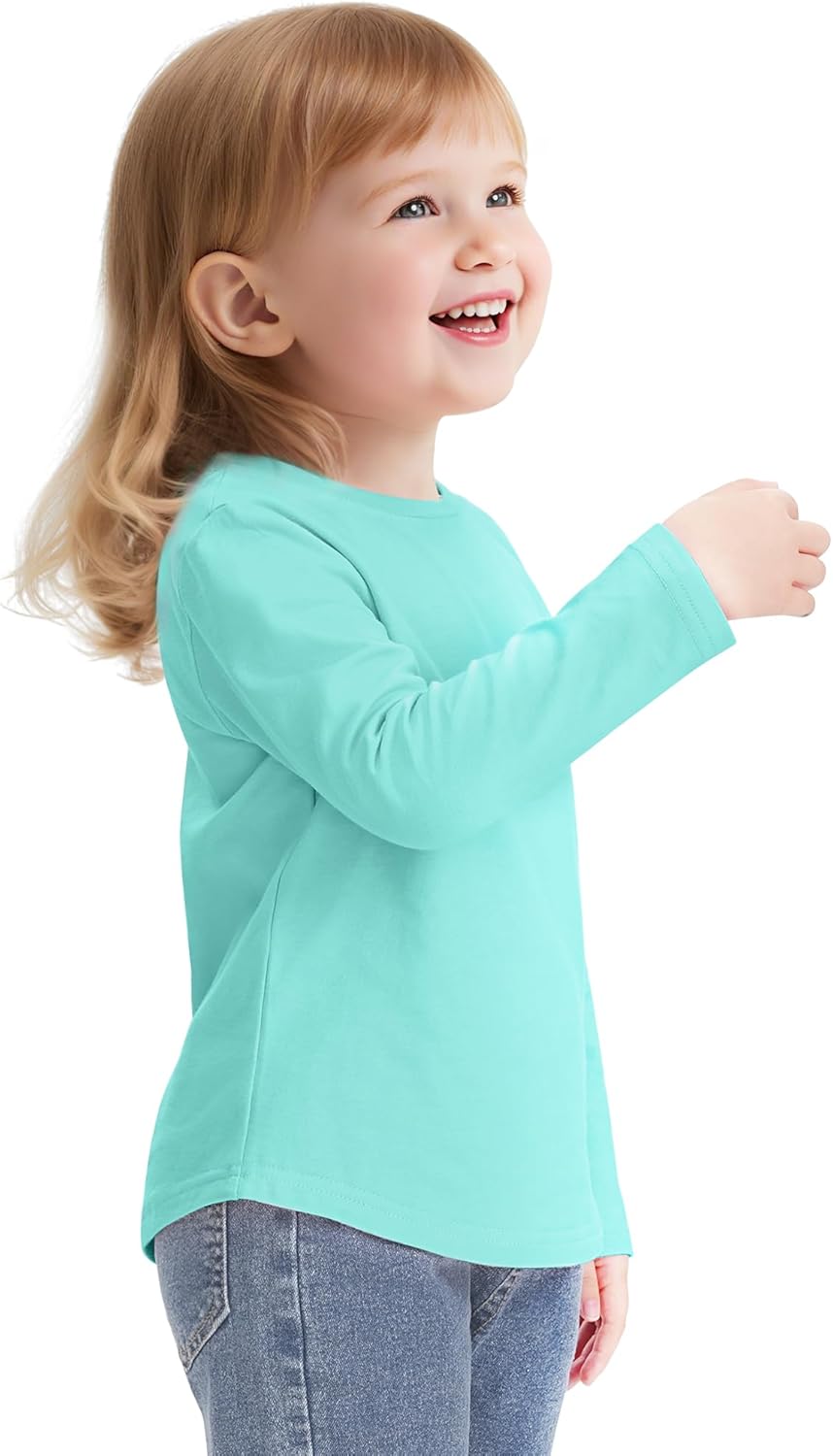 Witwot Toddler Girl Long Sleeve Shirts Soft Cotton T-Shirts Baby Girls Crewneck Basic Tees Tops for 18M-5T - Image 2