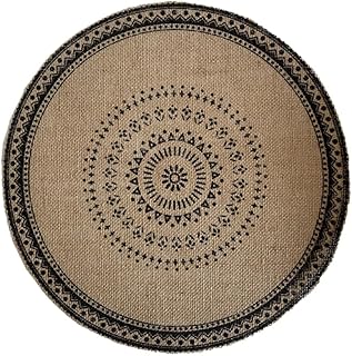 テーブルクロス ランチョンマット キッチンマット リネン 編み目マット 円型 レトロ 防汚 断熱 滑り止め 洗いOK お手入れ簡単 優雅 飾り 家庭用 レストラン用 (ブラック)