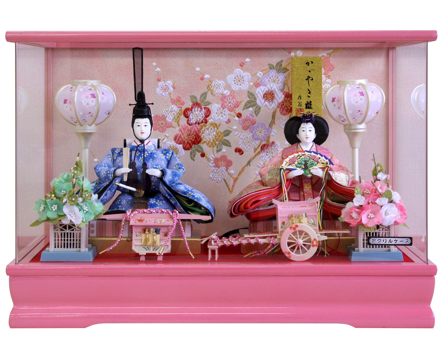 雛人形 アクリルケース ピンク 半円形 親王飾り ひな祭り おひなさま 雛人形 親王飾り【陽】Haru｜半円型アクリルケース入り