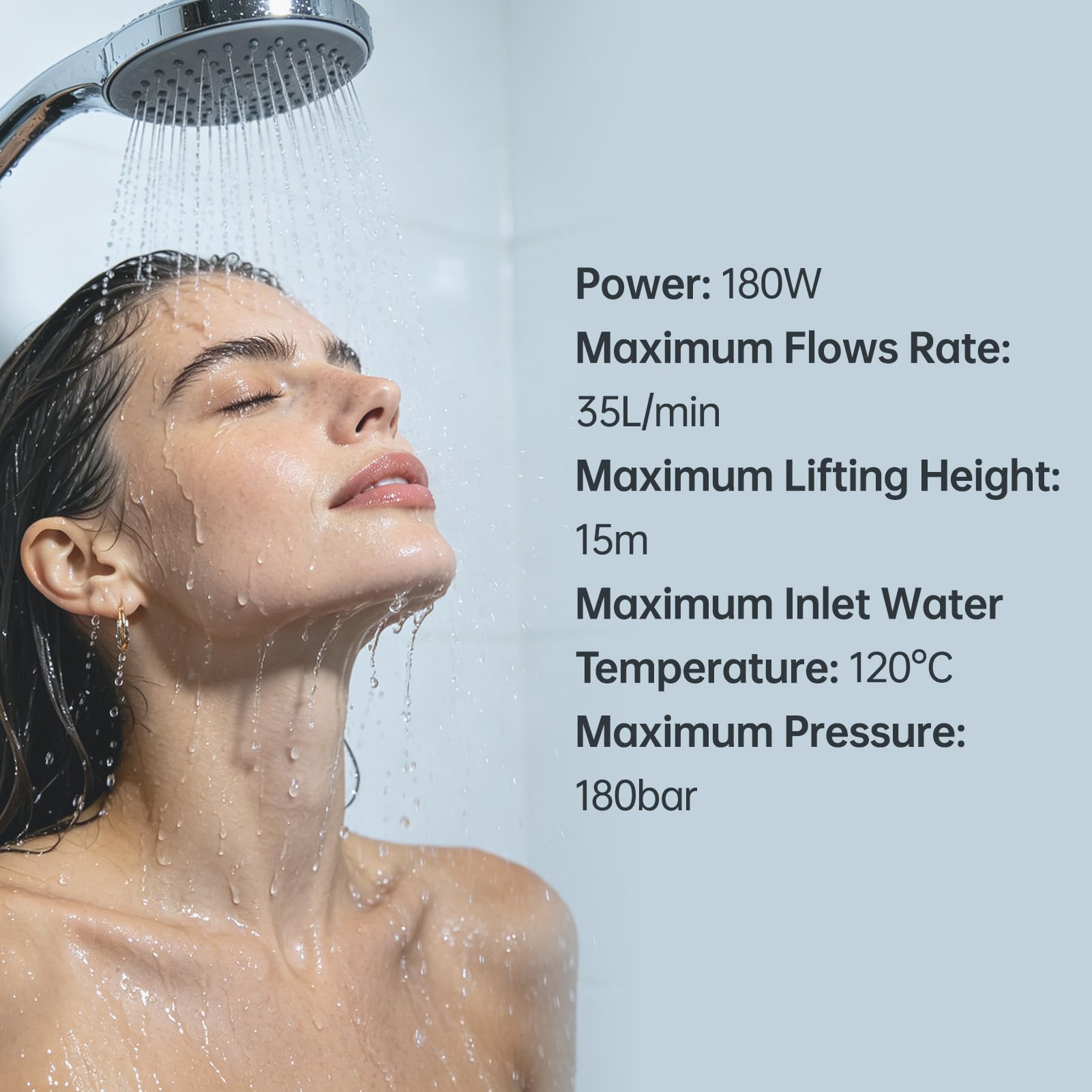 Weytoll Pompa di Sovralimentazione Acqua 180W 240V 35 l/min, Pompa di Circolazione Acqua Silenziosa per Serbatoi d'acqua, Elettrodomestici e Lavatrici