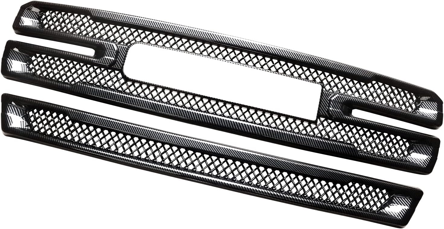 NINTE Grille Covers for 2019 2020 2021 2022 GMC Sierra 1500 SLT Only ABS Carbon Fiber Coating Front Bumper Hood Mesh Grill Cover（NOT the Replacement）