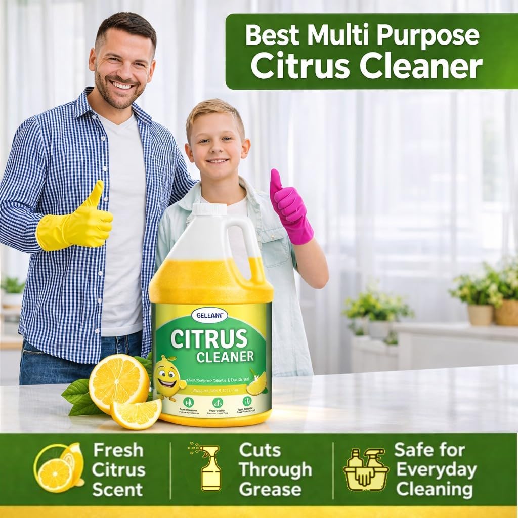 Citrus Multi Purpose Cleaner & Deodorant - Floor Cleaner (Made in USA) | Tile, Stone, Laminate, Vinyl & Natural Wood Floor Cleaner for Mopping, Cleaner Refill for Commercial Use, 1 Gal. (Citrus)