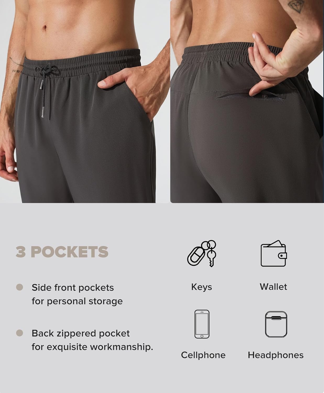 BRXL Men's Running Sweatpants Lightweight Workout Joggers Athletic Gym Jogging Track Casual with Zipper Pockets - Image 4