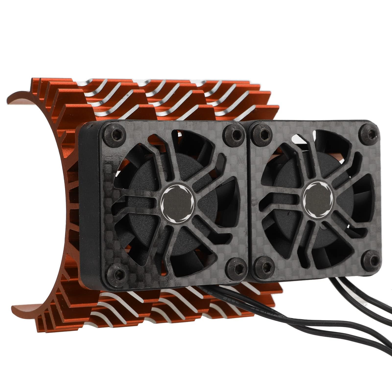 55/56/58mm RC Auto Motor Kühlkörper Lüfter Dual Fan Motor Kühlkörper Kühler für 1/5 RC Auto 8,4V 16000RPM(Orange) RC -Automodellzubehör