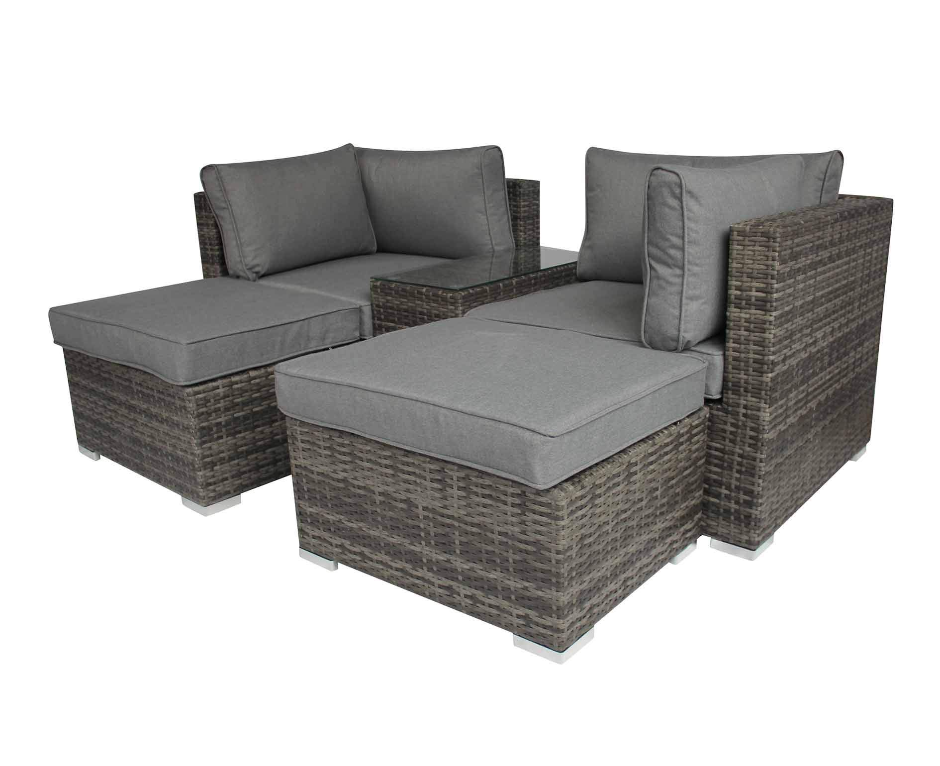 Charles Bentley 2/3 Seater, Multi-Use Rattan Seater Lounge Set, Love  Seat, Footstool, Or Day Bed, Grey, in multifunctional, Seat, Easy To  Clean