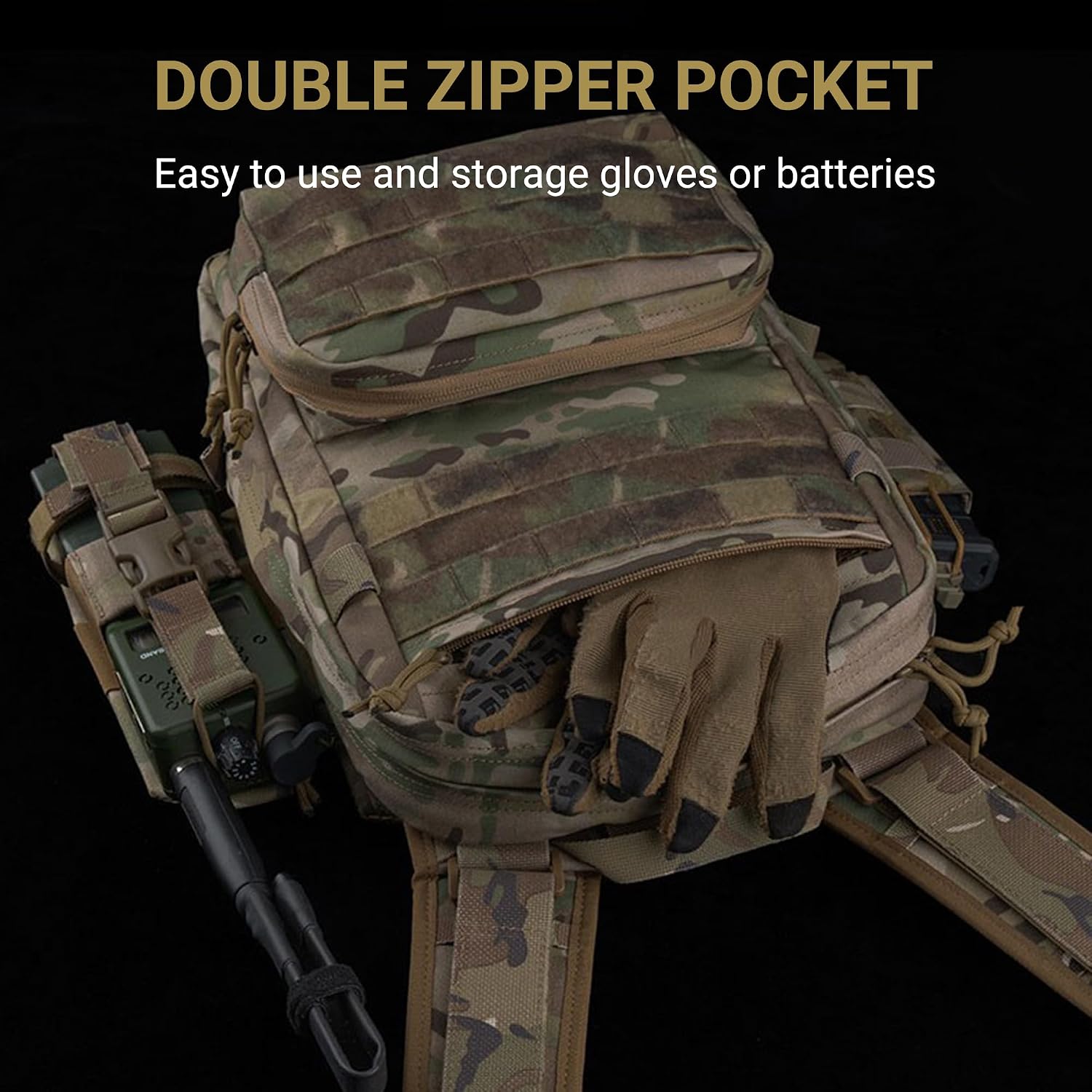 UniPro BP-142 Tactical Backpack 10L, Attachable to Vest/Chest Rig, Fits 10x12 Plate, Adjustable Straps, Breathable Lining