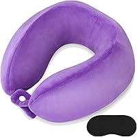 Vista 10 de Almohada de cuello de espuma viscoelástica para el cuello de avión con funda de terciopelo, almohada suave de avión para dormir, almohada de viaje