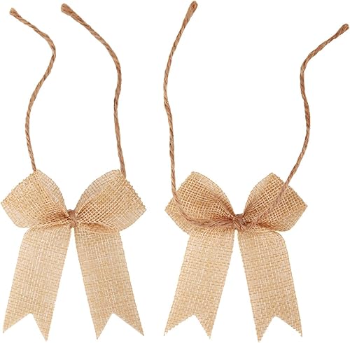 Miniatura 4 de Meseey 24 Pcs 3 Inch Mini Burlap Ribbon Bow Smal Bows for Applique Embellishment Crafts Sewing Scrapbook Wedding Christmas Halloween Thanksgiving